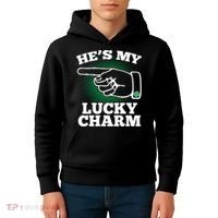 He's My Lucky Charm St Patrick's Day Matching Couples Kids Hoodie thumb 4