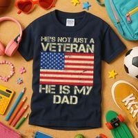 He's Not Just A Veteran Dad He Is My Dad Kids T-Shirt thumb 3