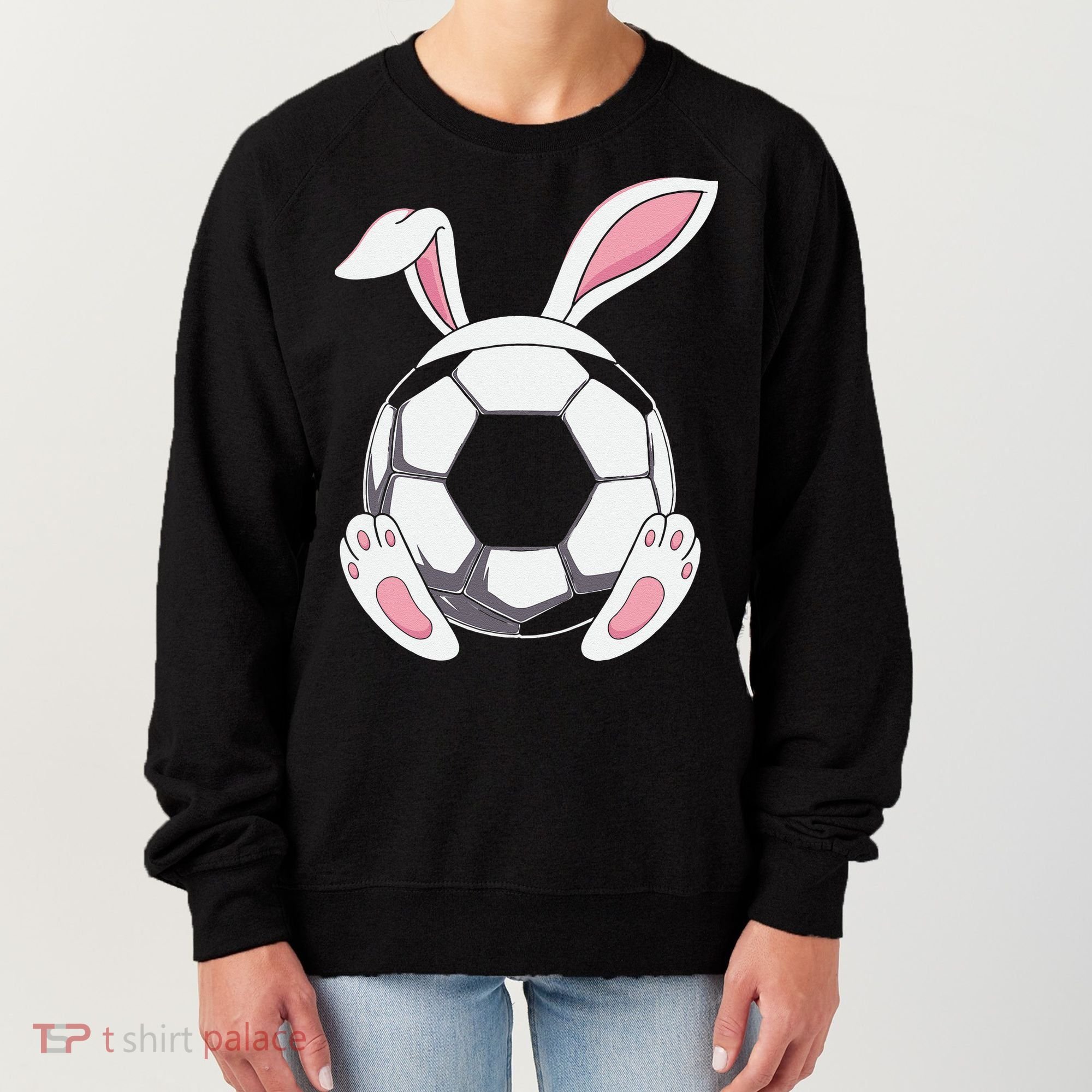 Happy Easter Soccer Bunny Ears Funny Egg Women's Sweatshirt