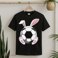Happy Easter Soccer Bunny Ears Funny Egg T-Shirt thumb 2