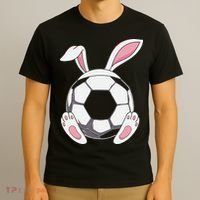 Happy Easter Soccer Bunny Ears Funny Egg T-Shirt thumb 3