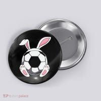 Happy Easter Soccer Bunny Ears Funny Egg Button thumb 0