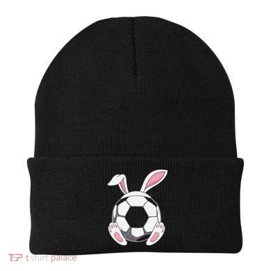 Happy Easter Soccer Bunny Ears Funny Egg Beanie