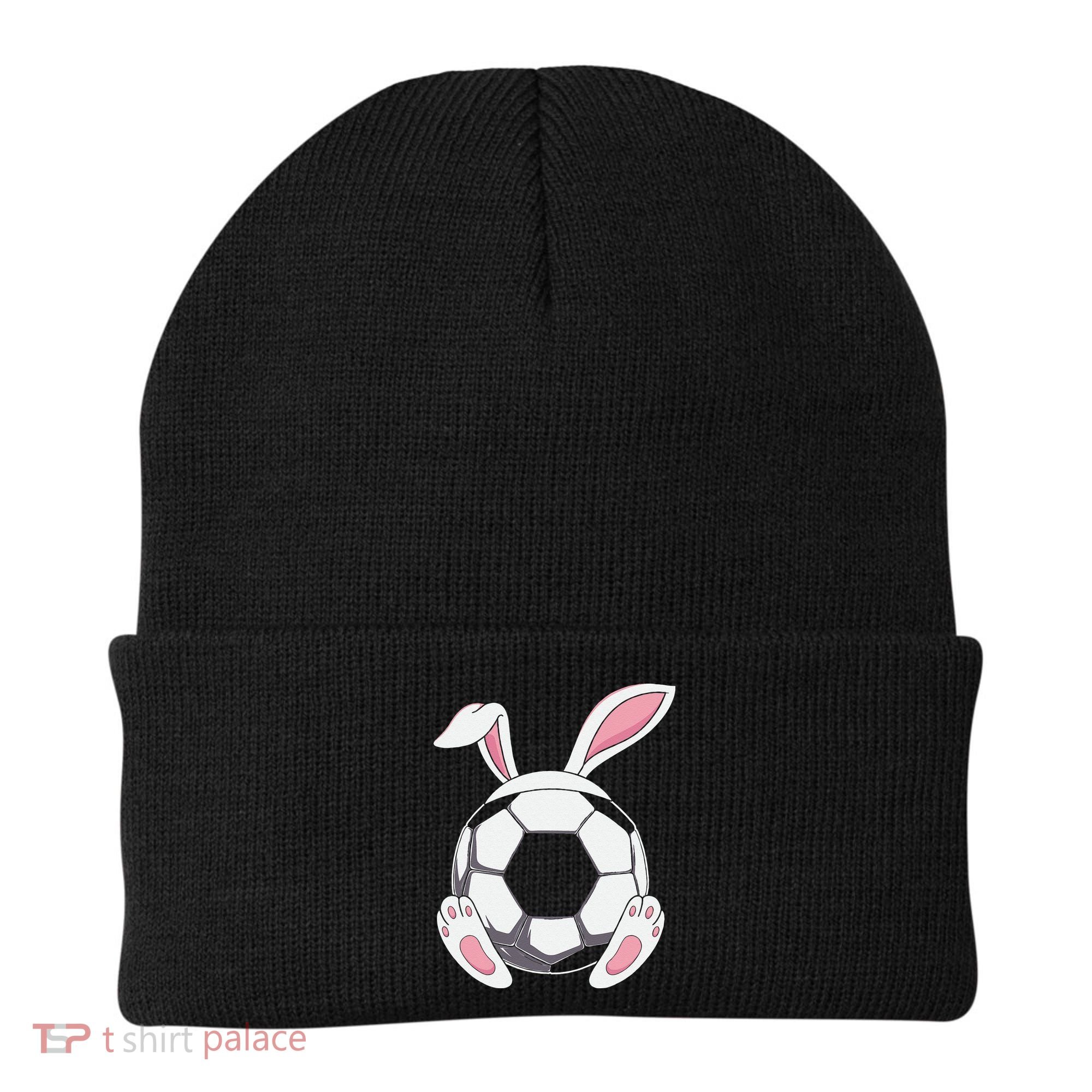 Happy Easter Soccer Bunny Ears Funny Egg Beanie