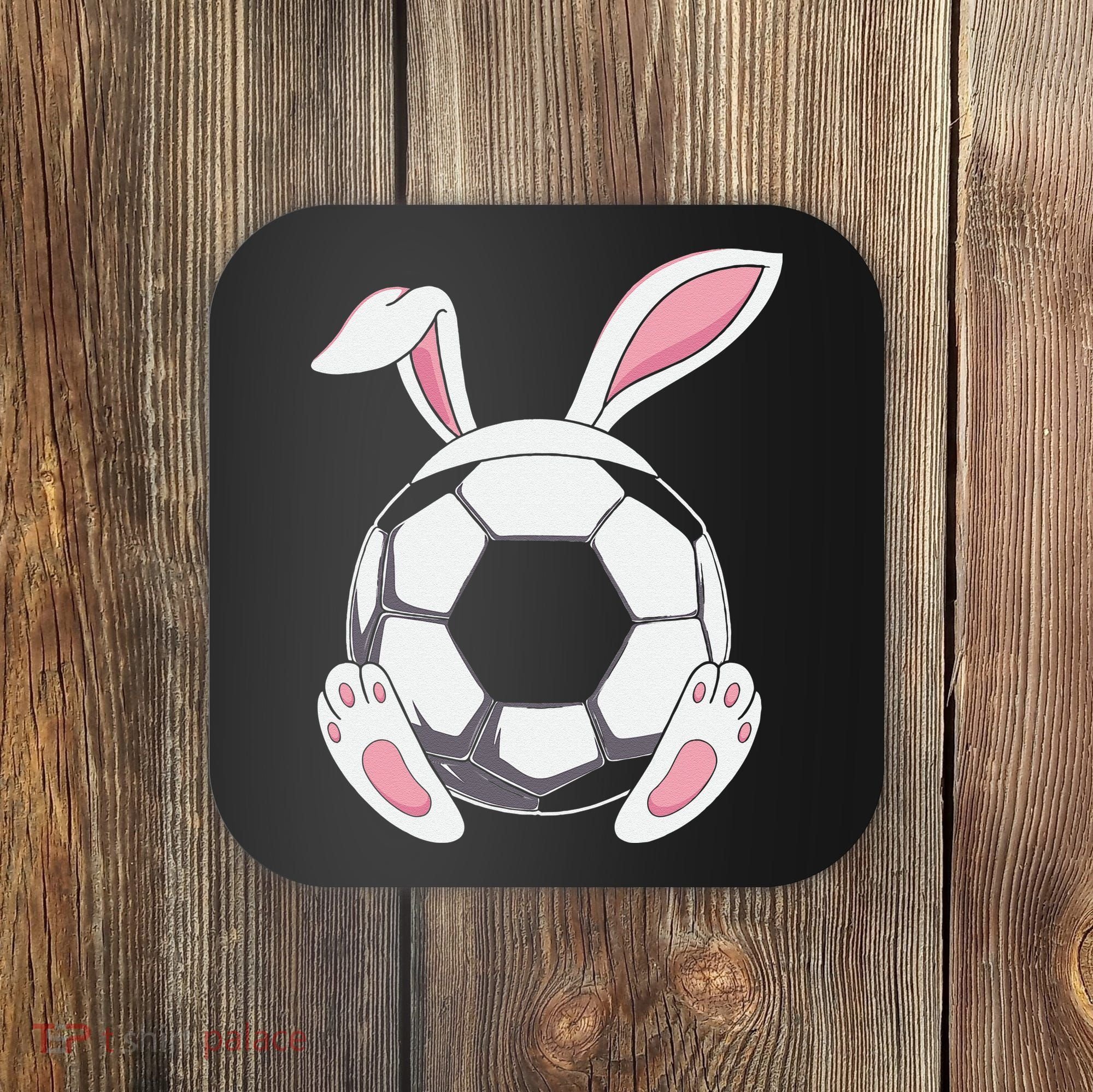 Happy Easter Soccer Bunny Ears Funny Egg Coaster