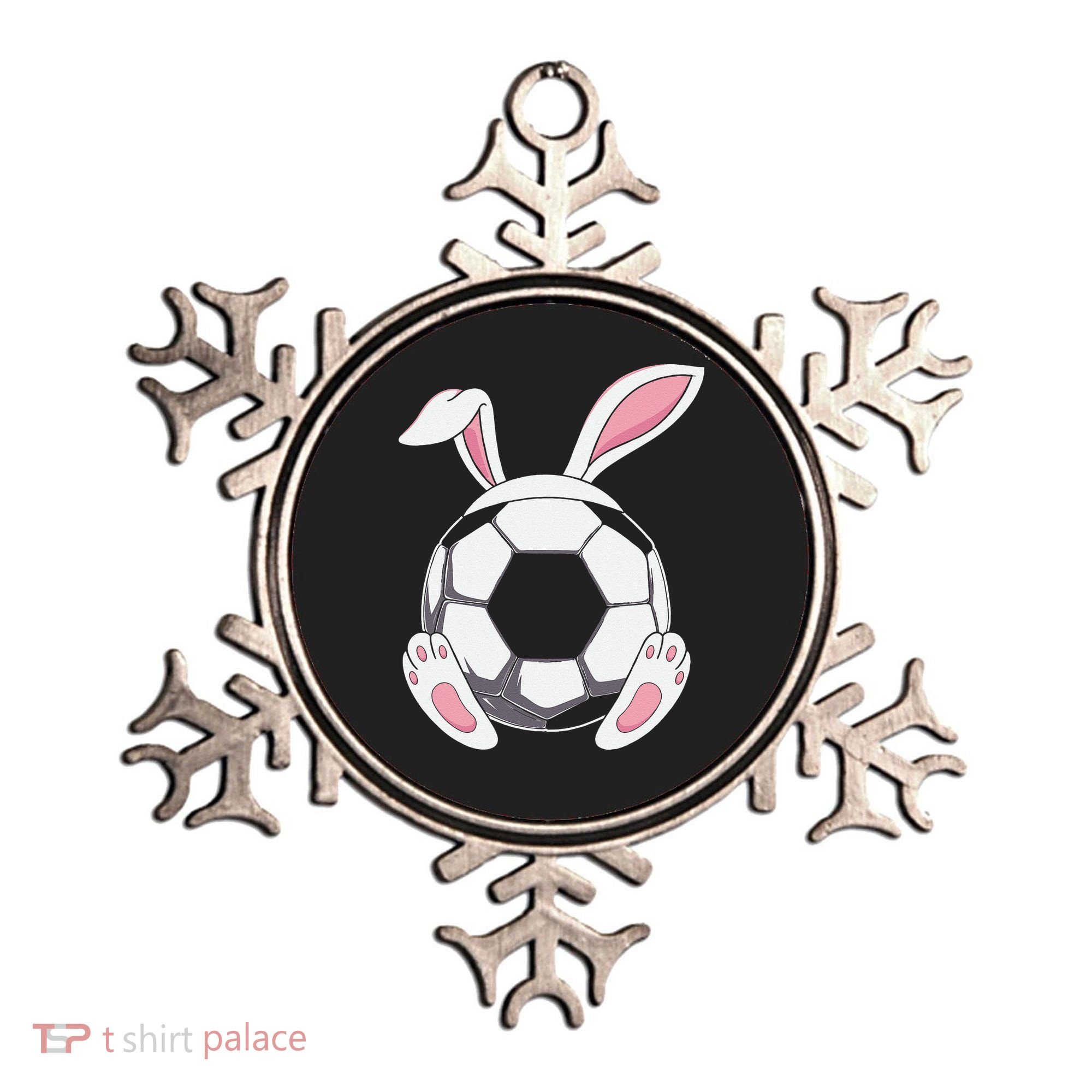 Happy Easter Soccer Bunny Ears Funny Egg Ornament