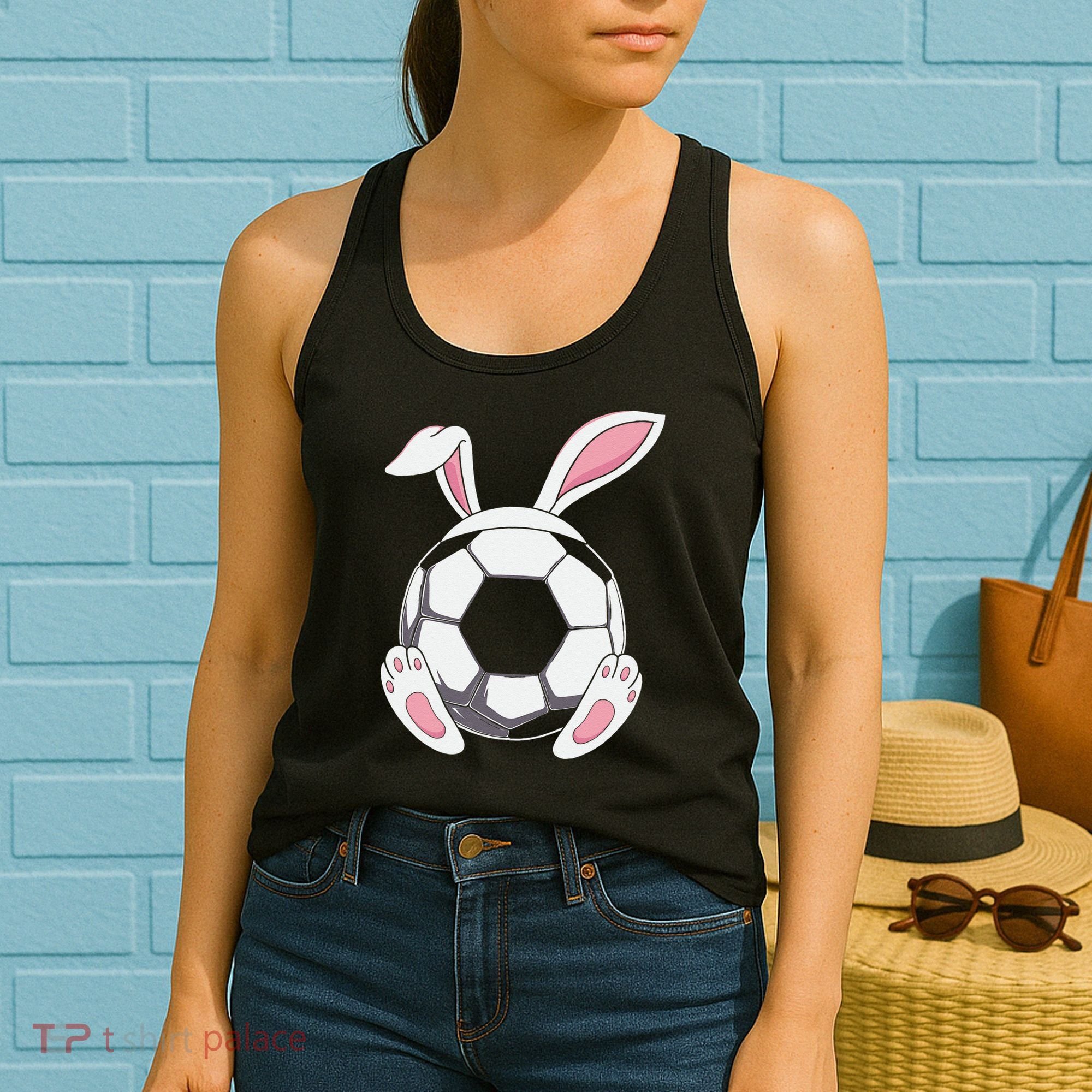 Happy Easter Soccer Bunny Ears Funny Egg Women's Tank Top