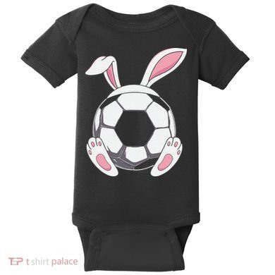 Happy Easter Soccer Bunny Ears Funny Egg Baby Bodysuit