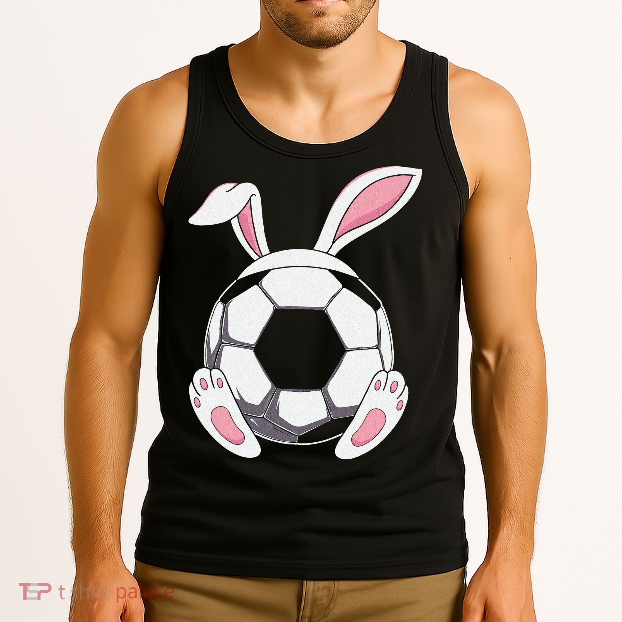 Happy Easter Soccer Bunny Ears Funny Egg Tank Top