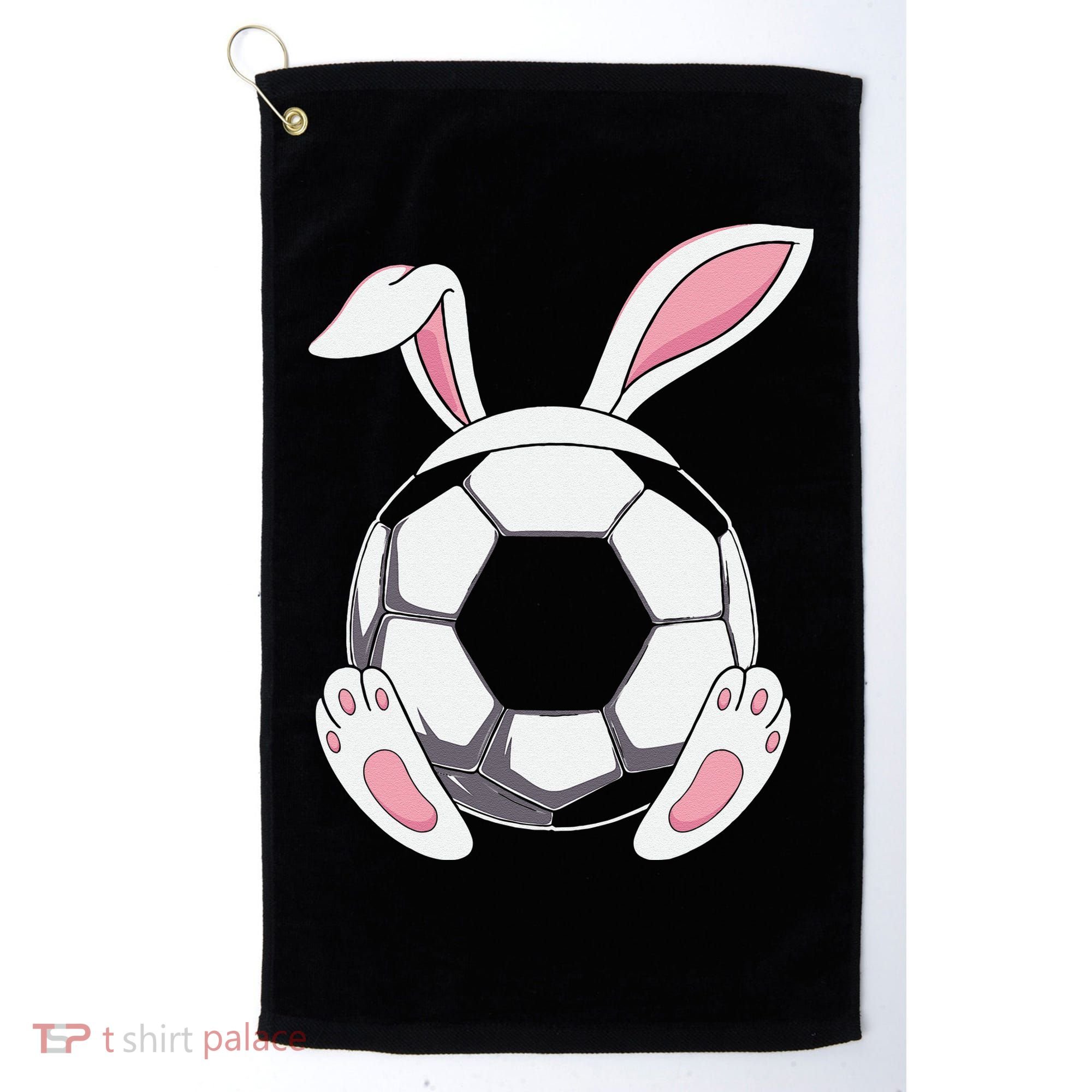 Happy Easter Soccer Bunny Ears Funny Egg Golf Towel