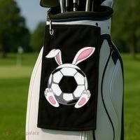 Happy Easter Soccer Bunny Ears Funny Egg Golf Towel thumb 2