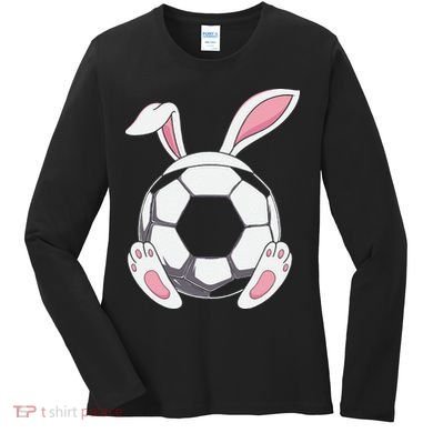 Happy Easter Soccer Bunny Ears Funny Egg Women's Long Sleeve Shirt
