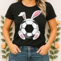 Happy Easter Soccer Bunny Ears Funny Egg Women's T-Shirt thumb 2