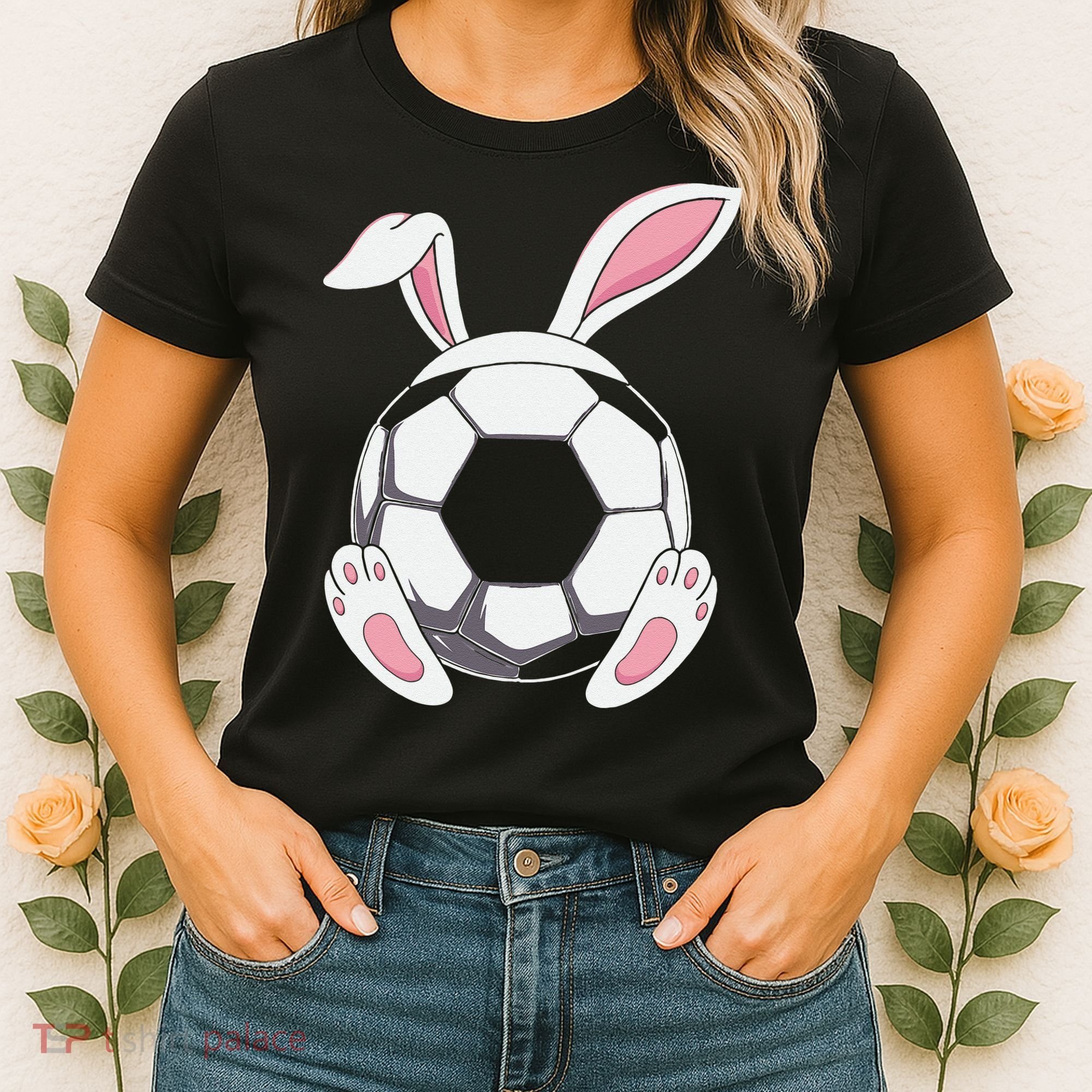 Happy Easter Soccer Bunny Ears Funny Egg Women's T-Shirt