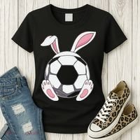 Happy Easter Soccer Bunny Ears Funny Egg Women's T-Shirt thumb 3