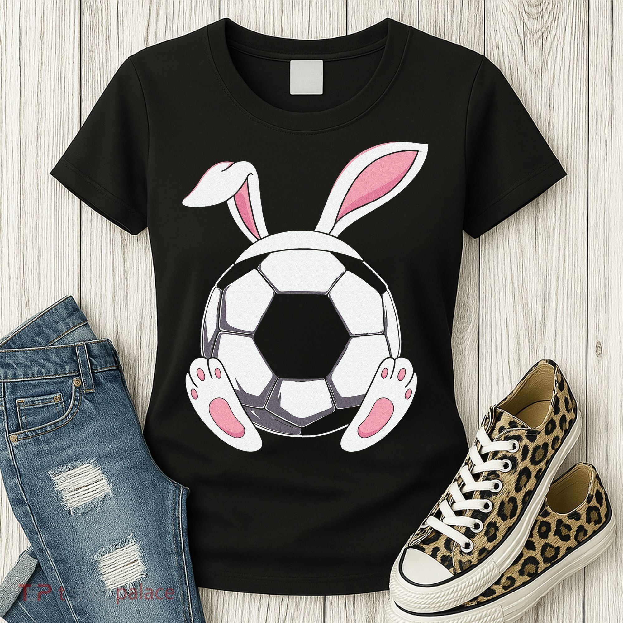 Happy Easter Soccer Bunny Ears Funny Egg Women's T-Shirt