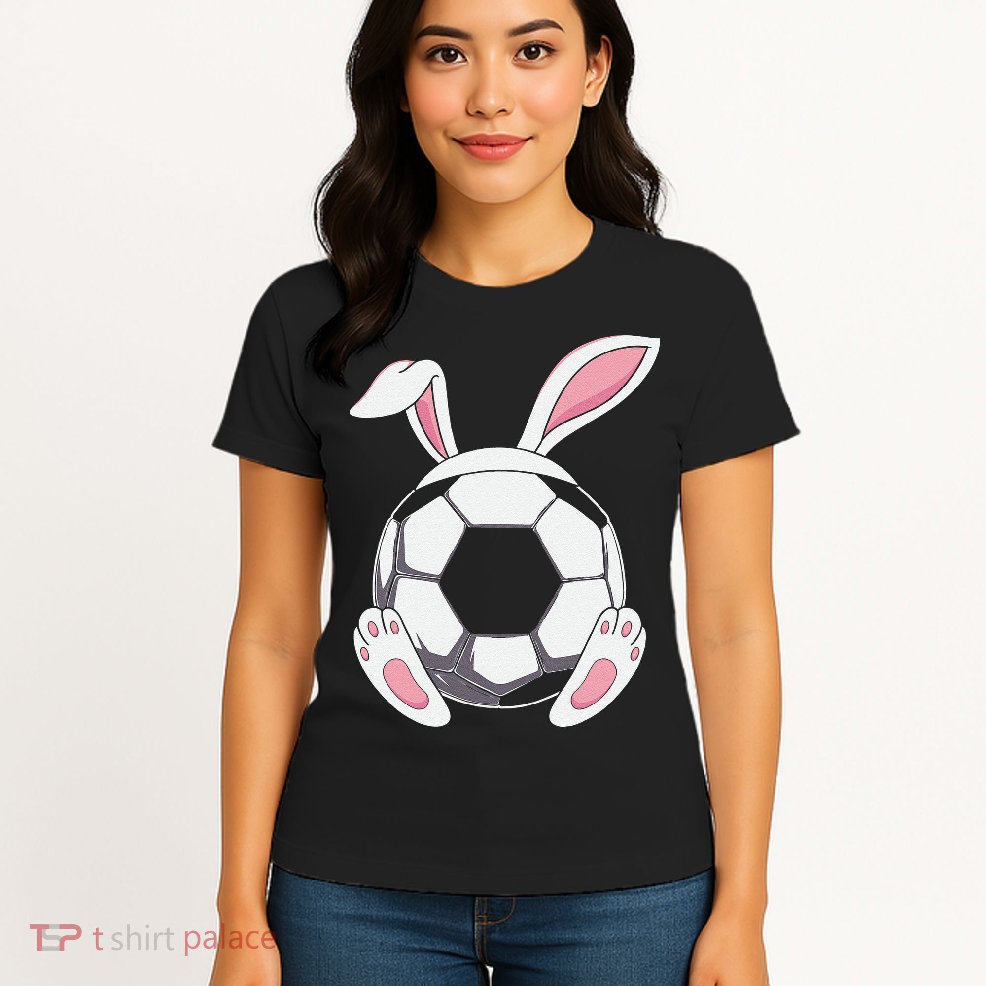 Happy Easter Soccer Bunny Ears Funny Egg Women's T-Shirt