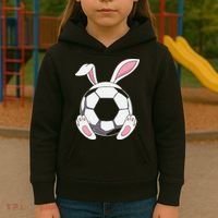 Happy Easter Soccer Bunny Ears Funny Egg Kids Hoodie thumb 3