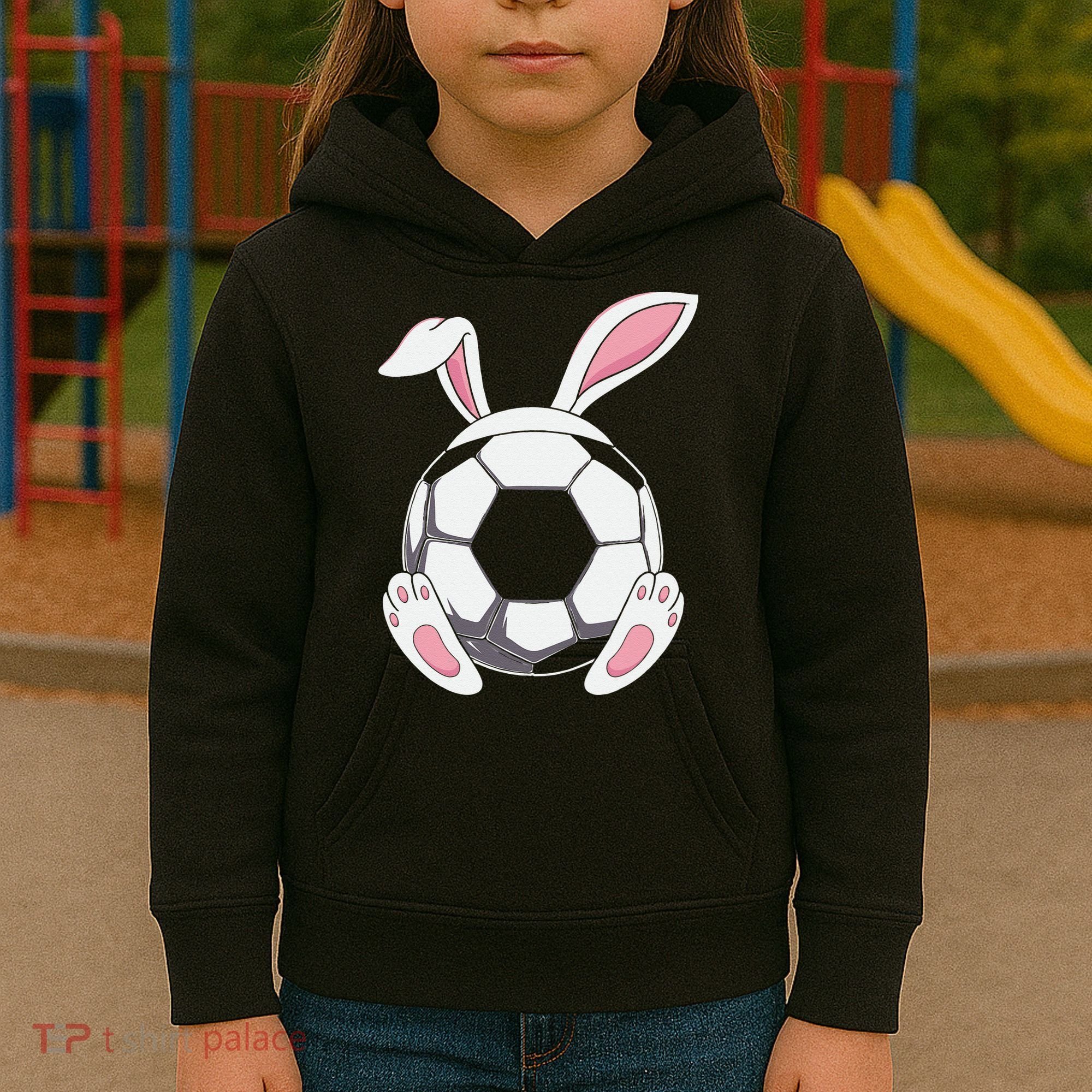 Happy Easter Soccer Bunny Ears Funny Egg Kids Hoodie