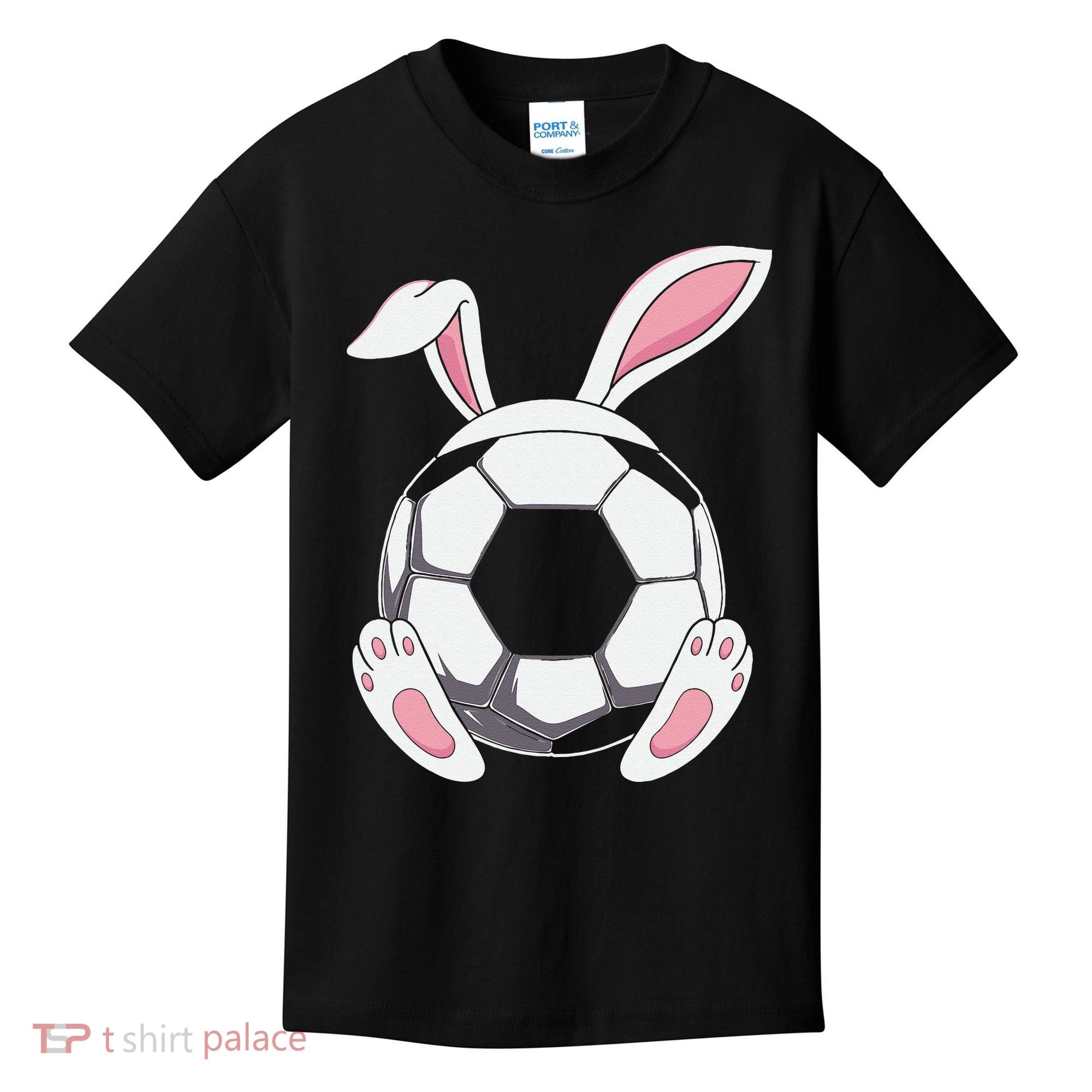 Happy Easter Soccer Bunny Ears Funny Egg Kids T-Shirt