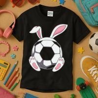 Happy Easter Soccer Bunny Ears Funny Egg Kids T-Shirt thumb 3