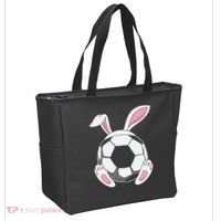 Happy Easter Soccer Bunny Ears Funny Egg Tote Bag thumb 2