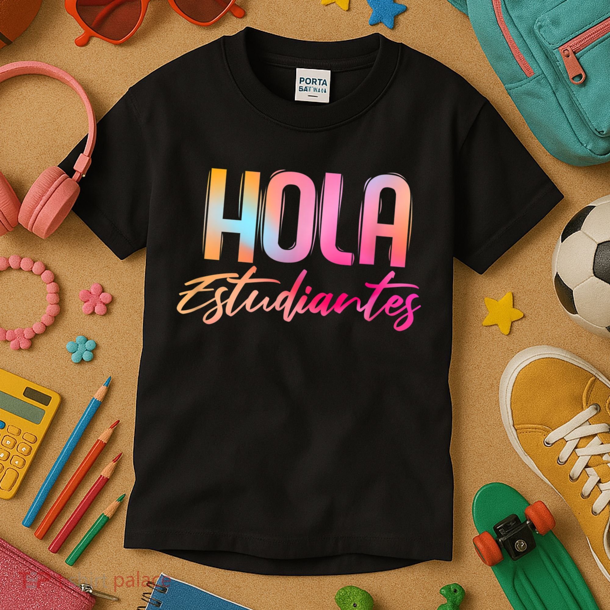 Hola Estudiantes Spanish Teacher Funny Back To School Kids T-Shirt