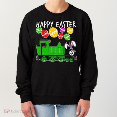 Happy Easter Steam Train Engine Bunny Chocolate Eggs Women's Sweatshirt