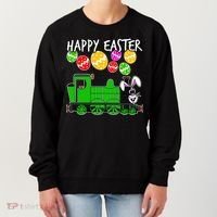 Happy Easter Steam Train Engine Bunny Chocolate Eggs Women's Sweatshirt thumb 0
