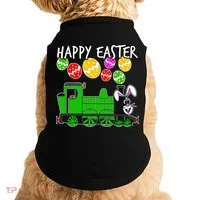 Happy Easter Steam Train Engine Bunny Chocolate Eggs Doggie Tank thumb 0
