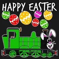 Happy Easter Steam Train Engine Bunny Chocolate Eggs Doggie Tank thumb 4