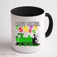 Happy Easter Steam Train Engine Bunny Chocolate Eggs Coffee Mug thumb 1