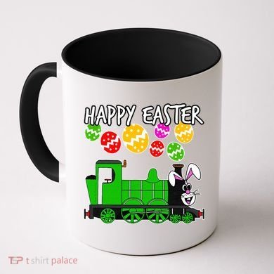 Happy Easter Steam Train Engine Bunny Chocolate Eggs Coffee Mug