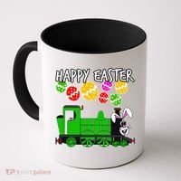 Happy Easter Steam Train Engine Bunny Chocolate Eggs Coffee Mug thumb 0