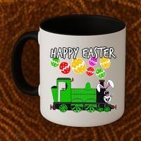 Happy Easter Steam Train Engine Bunny Chocolate Eggs Coffee Mug thumb 2