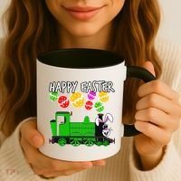 Happy Easter Steam Train Engine Bunny Chocolate Eggs Coffee Mug thumb 3