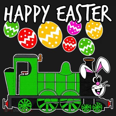 Happy Easter Steam Train Engine Bunny Chocolate Eggs Flat Bill Trucker Hat