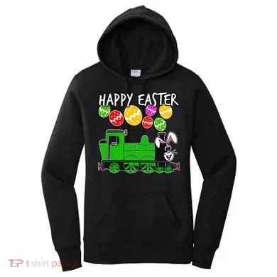 Happy Easter Steam Train Engine Bunny Chocolate Eggs Women's Hoodie