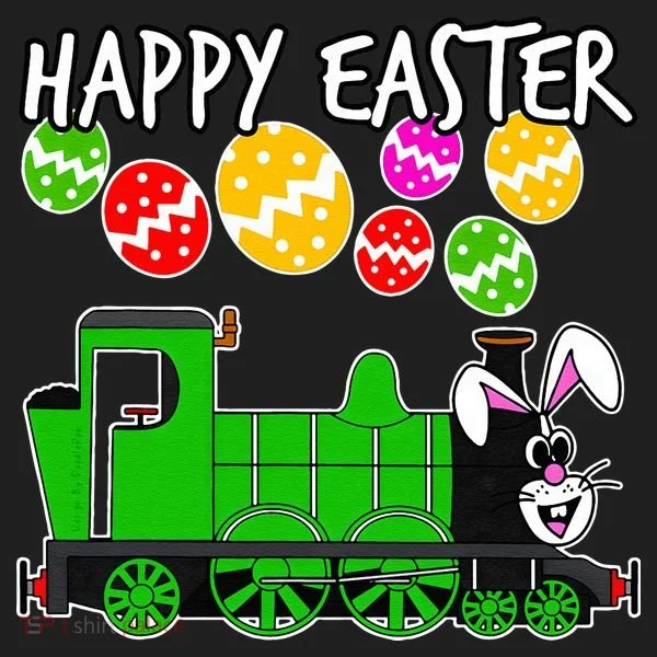 Happy Easter Steam Train Engine Bunny Chocolate Eggs Tumbler