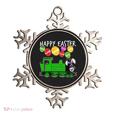 Happy Easter Steam Train Engine Bunny Chocolate Eggs Ornament