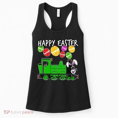 Happy Easter Steam Train Engine Bunny Chocolate Eggs Women's Tank Top