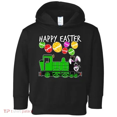 Happy Easter Steam Train Engine Bunny Chocolate Eggs Toddler Hoodie