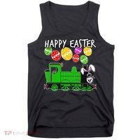 Happy Easter Steam Train Engine Bunny Chocolate Eggs Tank Top thumb 0