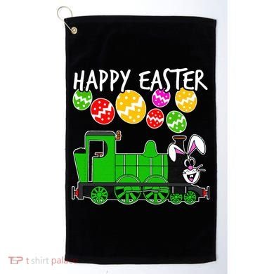 Happy Easter Steam Train Engine Bunny Chocolate Eggs Golf Towel