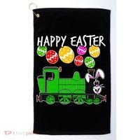 Happy Easter Steam Train Engine Bunny Chocolate Eggs Golf Towel thumb 0