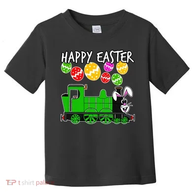 Happy Easter Steam Train Engine Bunny Chocolate Eggs Toddler T-Shirt