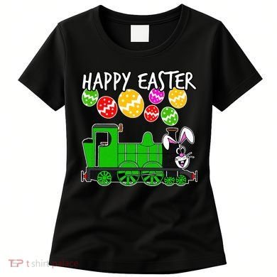 Happy Easter Steam Train Engine Bunny Chocolate Eggs Women's T-Shirt
