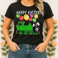 Happy Easter Steam Train Engine Bunny Chocolate Eggs Women's T-Shirt thumb 2