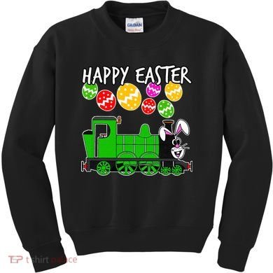 Happy Easter Steam Train Engine Bunny Chocolate Eggs Kids Sweatshirt