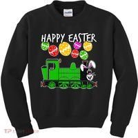 Happy Easter Steam Train Engine Bunny Chocolate Eggs Kids Sweatshirt thumb 0
